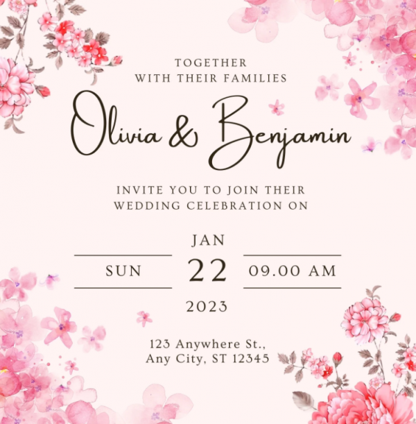 Undangan Penikahan Sederhana Cute Floral